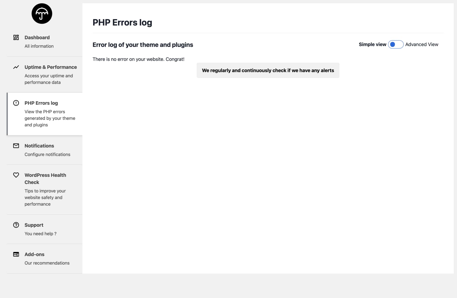 Erreurs PHP WP Umbrella