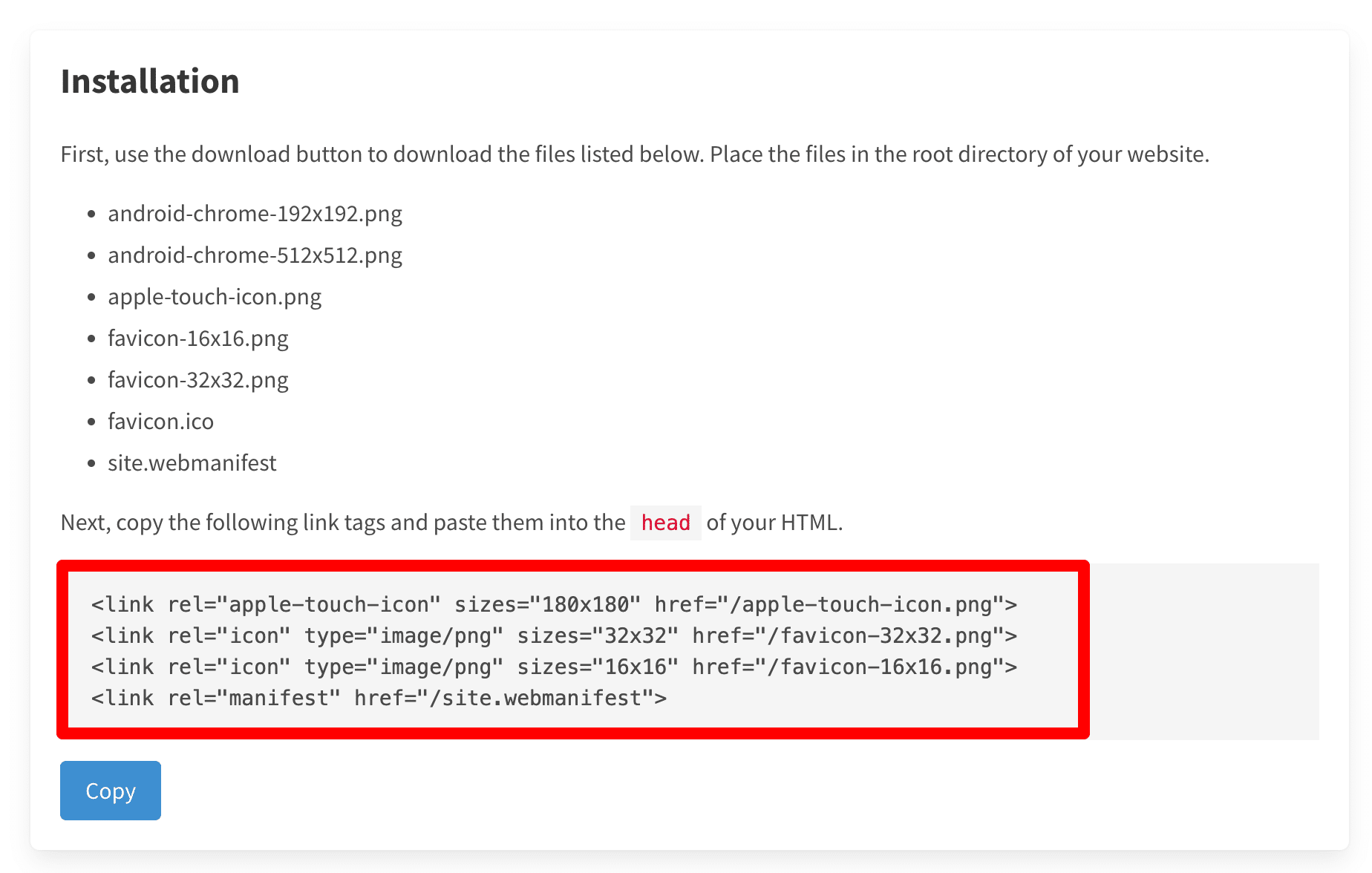 Code provided by Favicon.io.