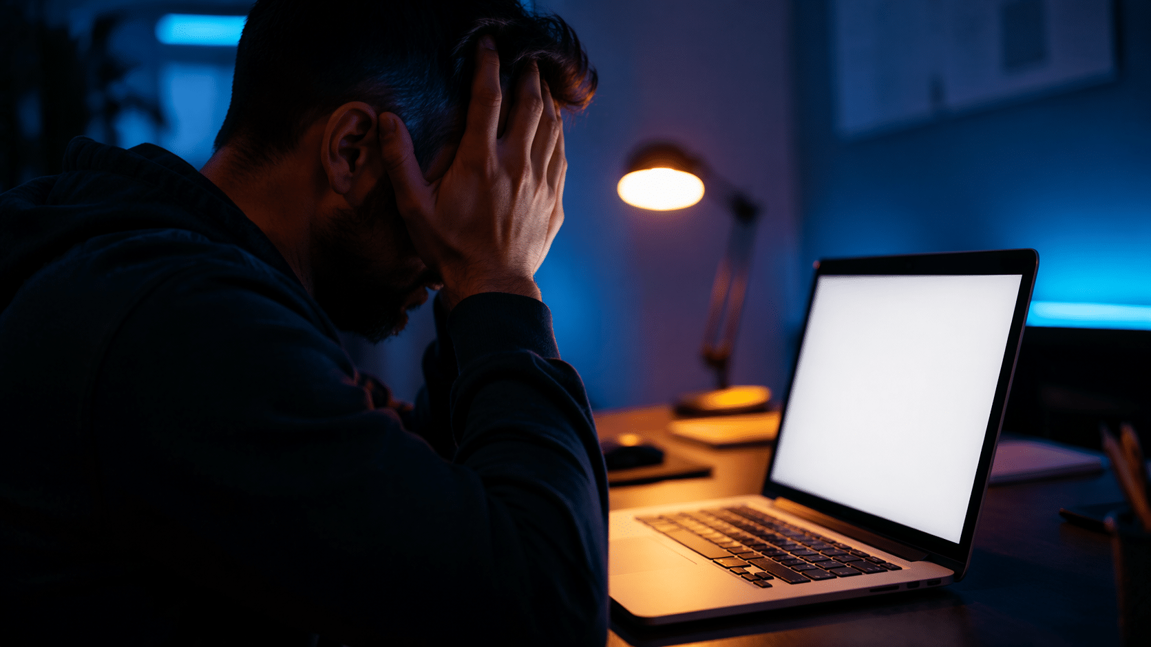 Un développeur WordPress se prend la tête à deux mains.