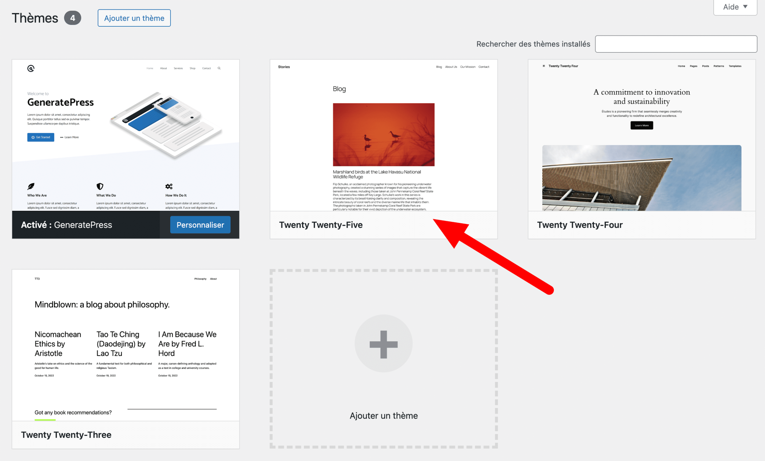 Le thème Twent Twenty-Five sur WordPress.