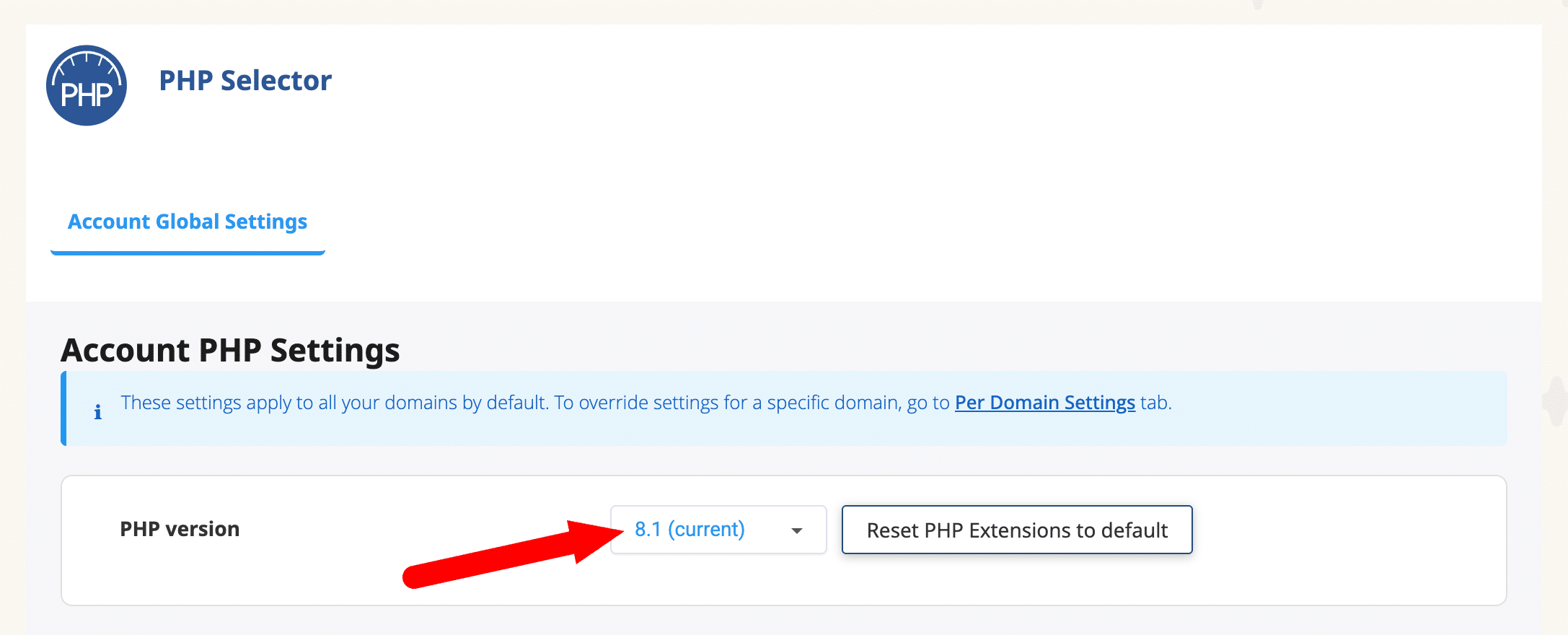 Changement de la version de PHP sur cPanel.